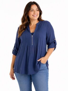 Avenue Navy Blue Women's Tunic Blouse size 22/24
